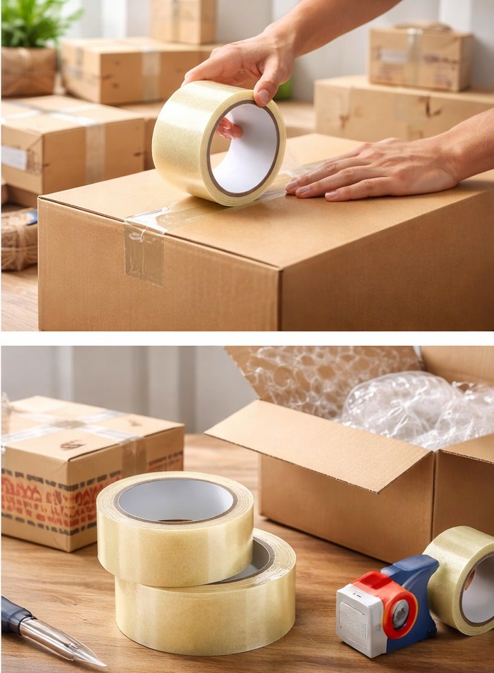 HarabiMed Clear Packing Tape – 70 Yards (3 Rolls), Strong Adhesive for Boxes, Cartons, Shipping & Moving - Image 3